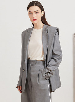 Women Chic Grey Blazer Coat