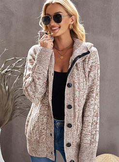 Women's Single Breasted Winter Hooded Cardigan Sweater