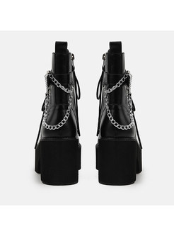 Womens Vintage Chunky Heel Plateform Ankle Boots