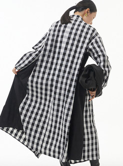 Relaxed Plaid Patchwork Plus Size Shirt Dresses