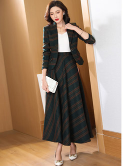 Premium Striped Skirt Suits For Business Casual Women