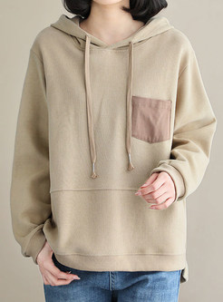 Boxy Relaxed Hooded Long Sleeve Sweatshirts For Women
