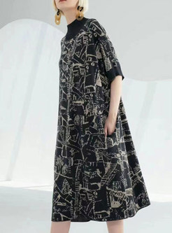 Glamorous Short Sleeve All Over Print Knitted Dresses