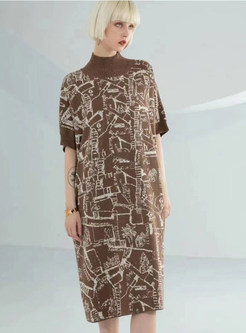 Glamorous Short Sleeve All Over Print Knitted Dresses