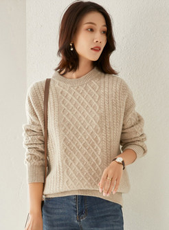 Crewneck Plus Size Cable Knit Sweaters Women