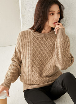Crewneck Plus Size Cable Knit Sweaters Women