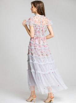 Glamorous Mesh Embroidered Maxi Dresses