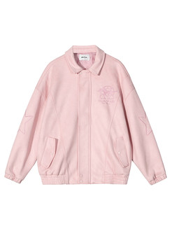 Turn-Down Collar Embroidered Boxy Jackets For Women