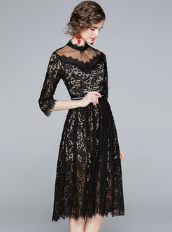 New Look Water Soluble Lace Half Sleeve Skater Dresses