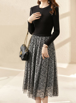 New Look Mesh Patch Knitted Dresses