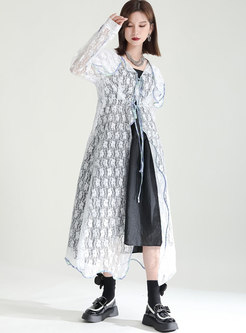 Women's Long Sleeve Lace Long Blouse Coat