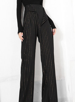 Fashion Striped High Waisted Dress Pants For Women