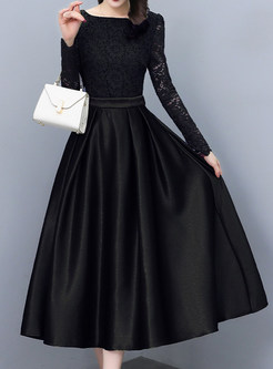 Party Long Sleeve Openwork Patch Gown For Women