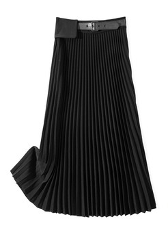 Women's High Waist Pleated Long Skirts
