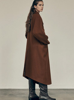 Women's Single Breasted Wool Long Coat
