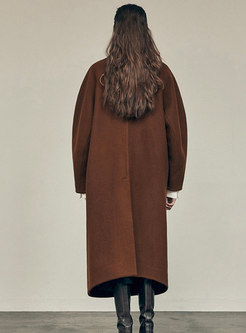 Women's Single Breasted Wool Long Coat