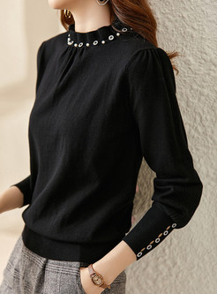 Women Romance Crystal-Embellished Knitted Jumper