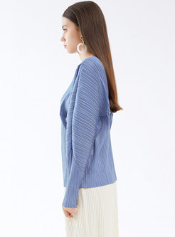 Crewneck Puff Sleeve Ruched Oversize Women Tops