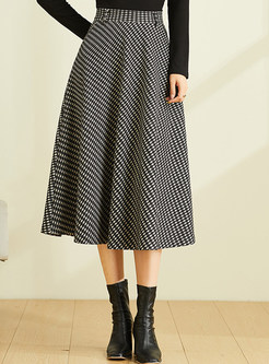 Comfort Plaid Woolen A-Line Skirts Women