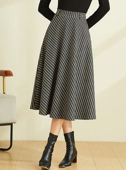 Comfort Plaid Woolen A-Line Skirts Women
