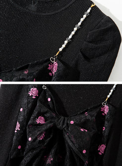 Sweet & Cute Beading Bow-Embellished Knitwear Women