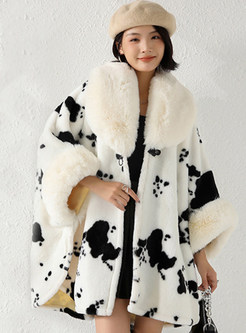 Chicwish Warm Fur-Trimmed One Button Fur Ponchos