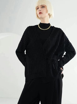 Women's V-neck Oversize Knit Top