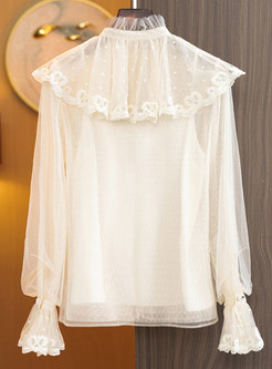 Premium Embroidered Lace Detail White Blouses For Women