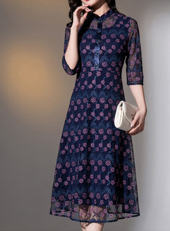 Elegant Water Soluble Lace Jacquard Half Sleeve Lace Dresses