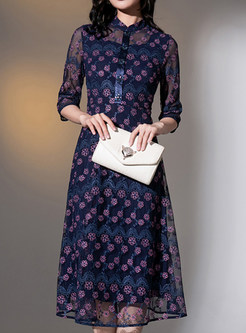 Elegant Water Soluble Lace Jacquard Half Sleeve Lace Dresses
