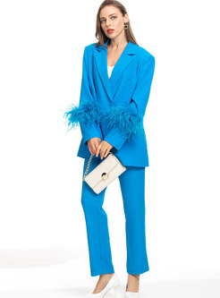 Women's Fashion Slim Blue Suits