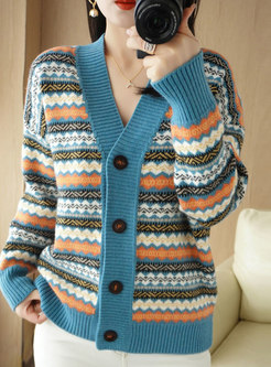 Women's Casual Floral Cardigan Sweater
