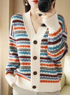 Women's Casual Floral Cardigan Sweater