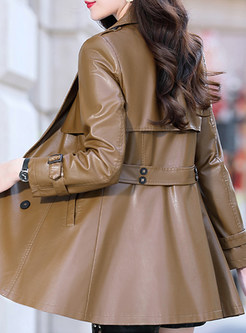 Fashion Large Lapels PU Single-Breasted Faux Leather Jackets