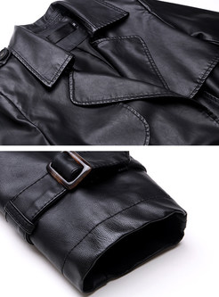 Fashion Large Lapels PU Single-Breasted Faux Leather Jackets