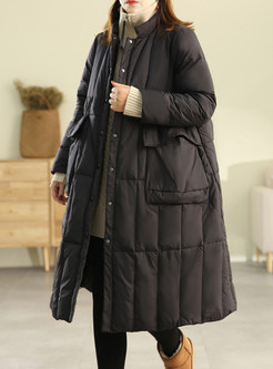 Classic Single-Breasted Pockets A-Line Winter Coats For Women