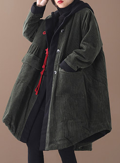 Boxy Hooded Corduroy Women's Winter Coats