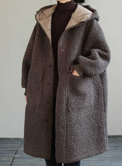 New Look Thickened Hooded Fuzzy Fleece Women's Coats