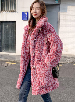 Women's Leopard Long Faux Fur Coat