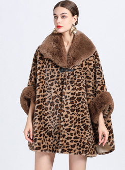 Women's Winter Leopard Cape Coat