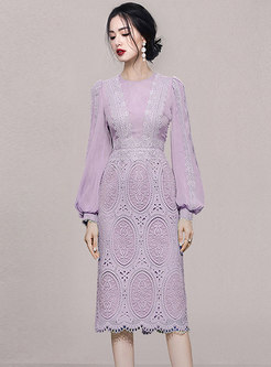 Elegant Long Sleeve Lace Bodycon Dresses