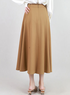 Basic Solid Color Midi Skirts For Women
