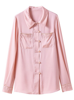 Minimalist Solid Pink Blouses For Women