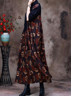 New Look Knitted Splicing Printed Plus Size Dresses
