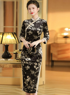 Glamorous Embroidered Slim Cheongsam Dresses