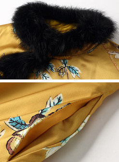 Pretty Fur-Trimmed Thickened Cheongsam Dresses