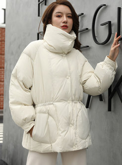 Women's Single Breasted High Neck Short Puffer Jacket