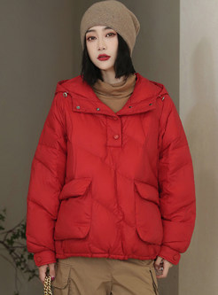 Relaxed Pullovers Half Snap Down Jackets For Women