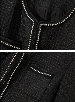 Womens Fashion Small Embellished Solid Cropped Blazers