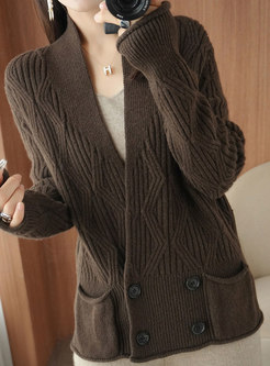 Women's V-neck Casual Sweater Coat